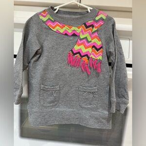 Hartstrings Gray Sweatshirt with Zigzag Scarf Design